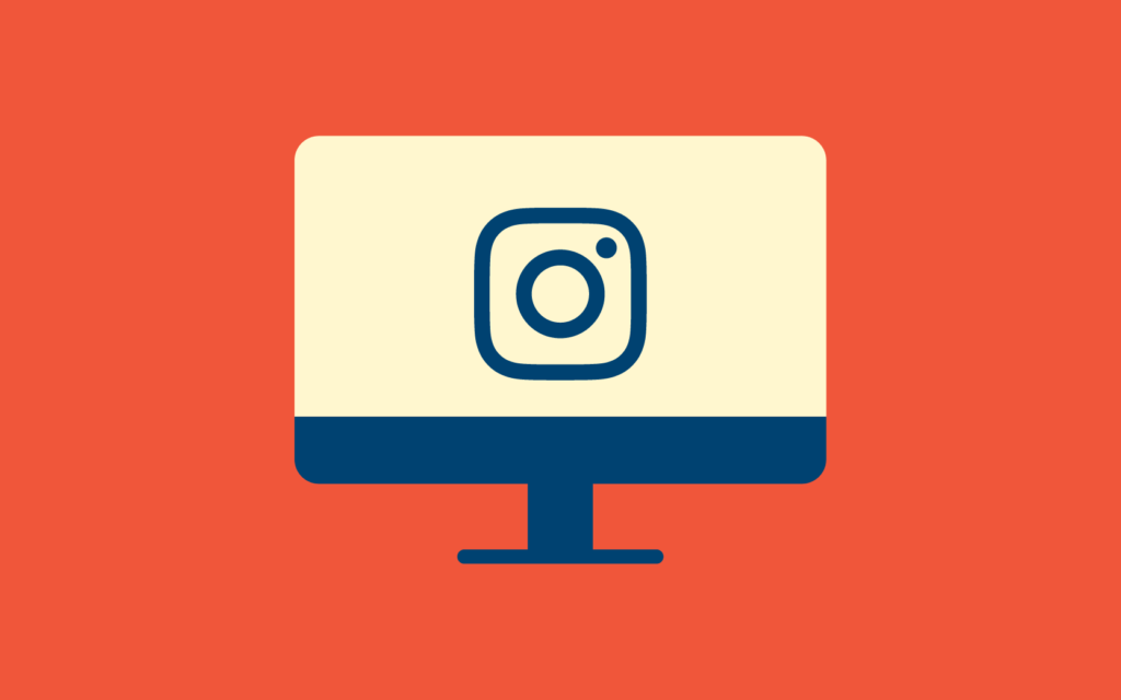 Illustration of Instagram logo on a desktop computer