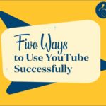 Mid-century illustration of the title "Five Ways to Use YouTube Successfully" on a yellow background